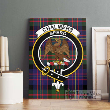Chalmers of Balnacraig Tartan Canvas Print Wall Art with Family Crest