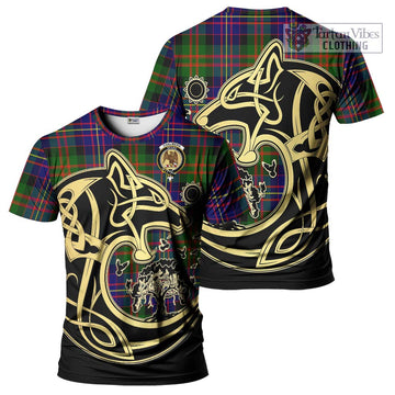 Chalmers of Balnacraig Tartan T-Shirt with Family Crest Celtic Wolf Style