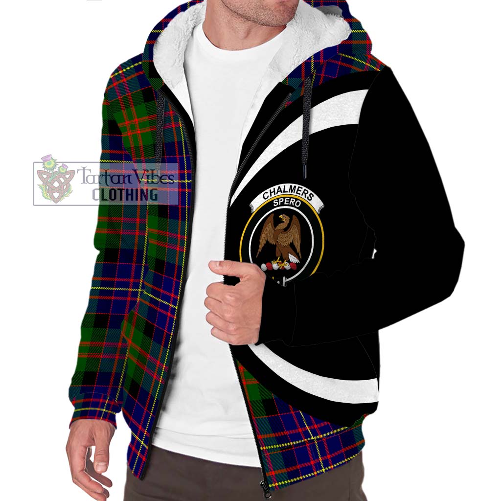 Chalmers of Balnacraig Tartan Sherpa Hoodie with Family Crest Circle Style Unisex S - Tartan Vibes Clothing
