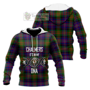 Chalmers of Balnacraig Tartan Knitted Hoodie with Family Crest DNA In Me Style Unisex Knitted Pullover Hoodie - Tartan Vibes Clothing