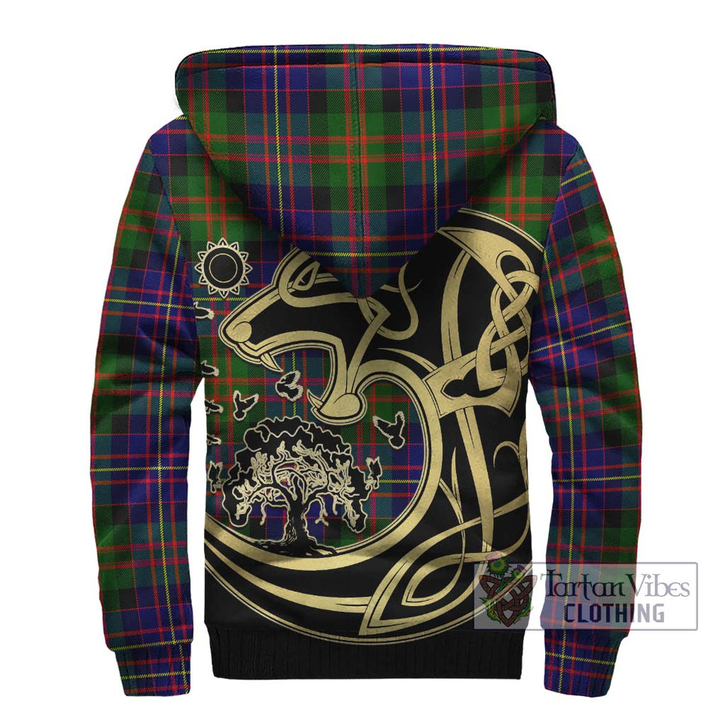 Chalmers of Balnacraig Tartan Sherpa Hoodie with Family Crest Celtic Wolf Style - Tartan Vibes Clothing