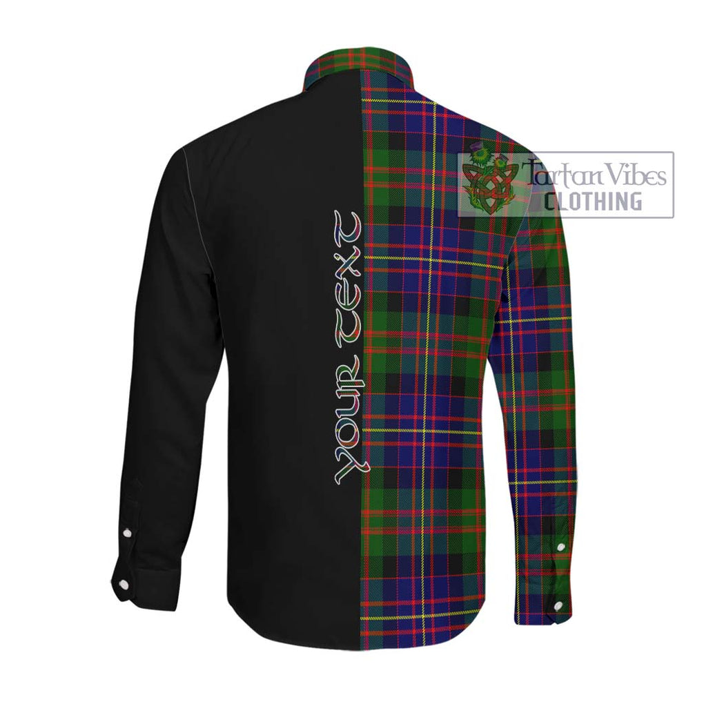 Chalmers of Balnacraig Tartan Long Sleeve Button Shirt with Family Crest and Half Of Me Style Men's Shirt - Tartanvibesclothing Shop