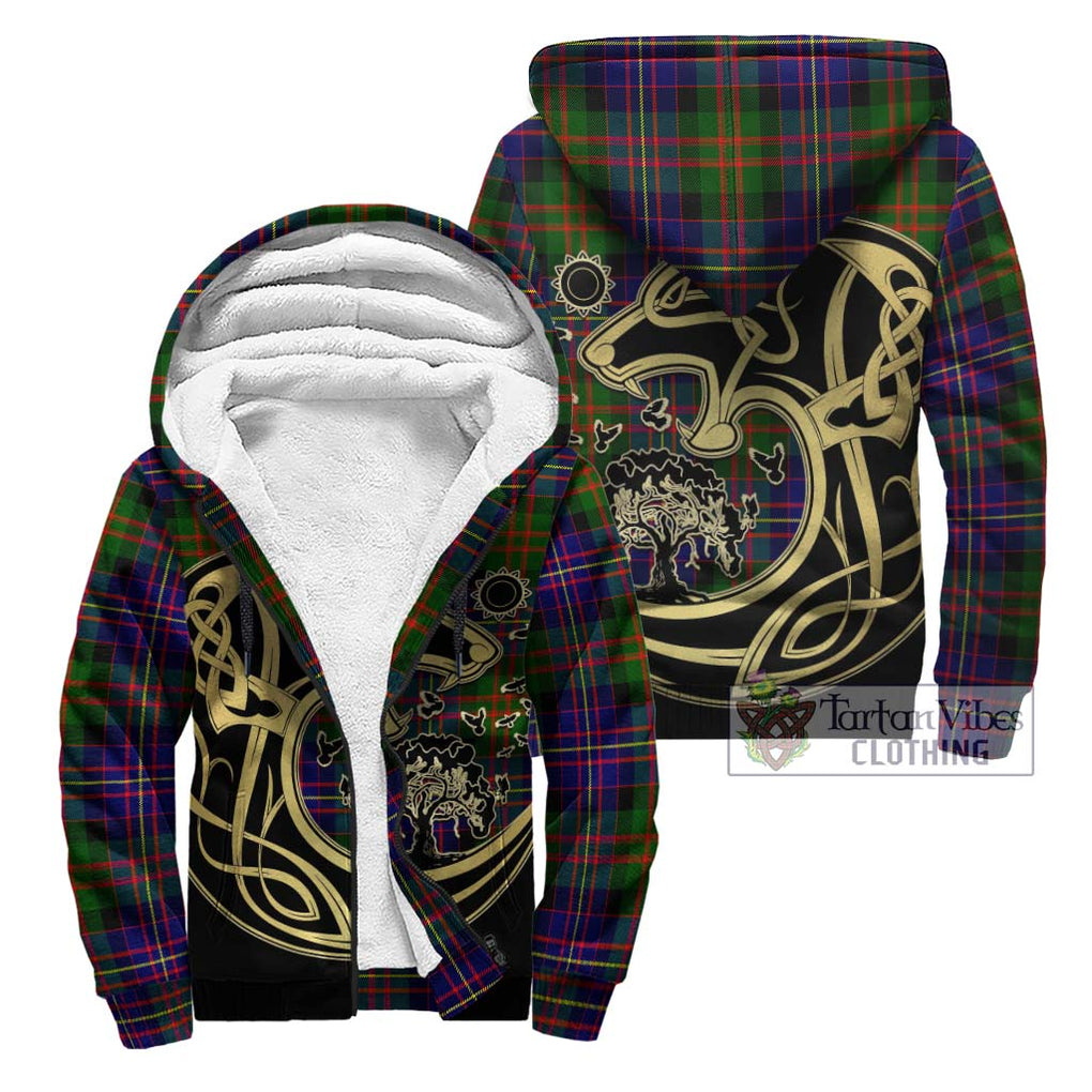 Chalmers of Balnacraig Tartan Sherpa Hoodie with Family Crest Celtic Wolf Style Unisex - Tartan Vibes Clothing