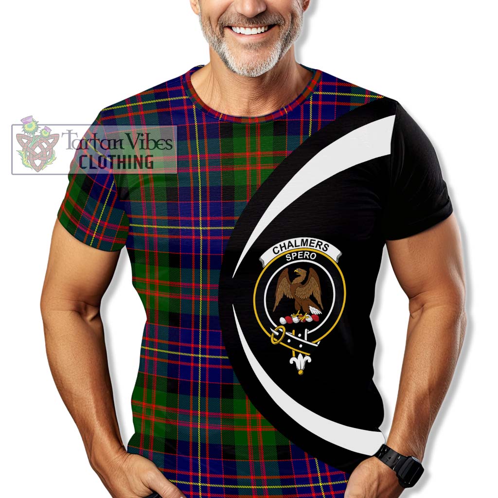 Tartan Vibes Clothing Chalmers of Balnacraig Tartan T-Shirt with Family Crest Circle Style