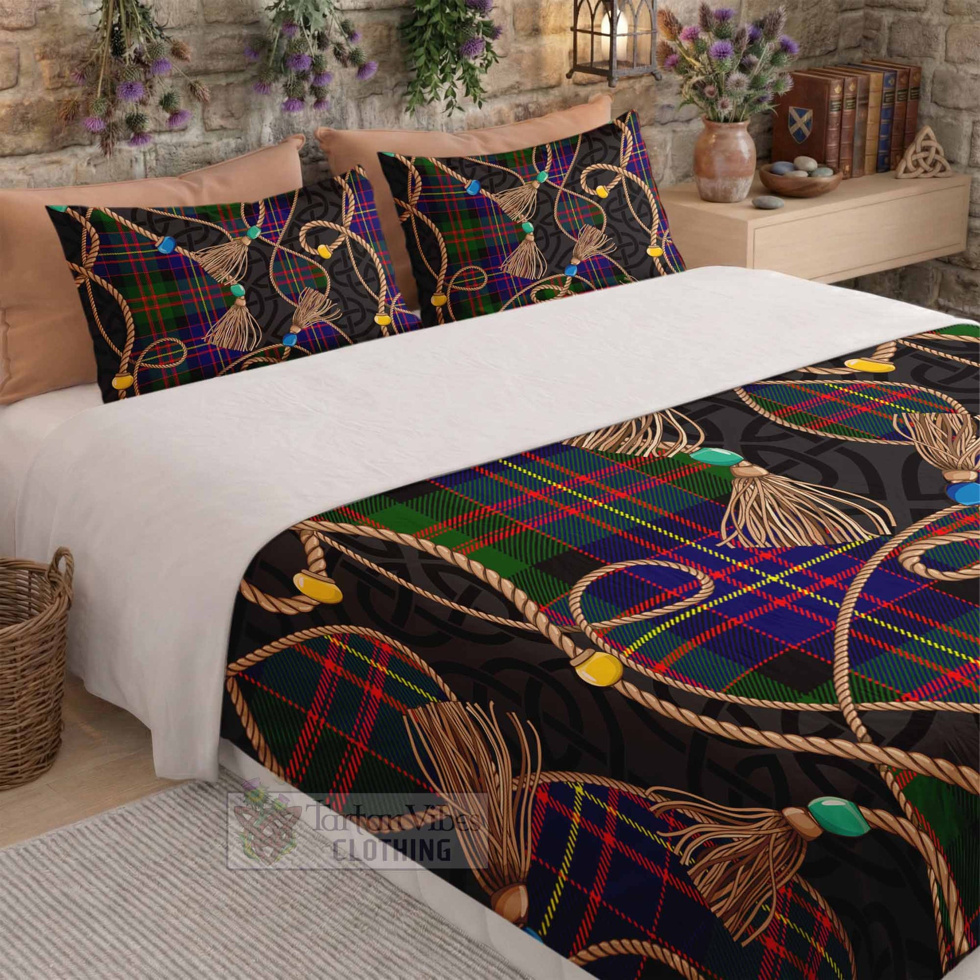 Chalmers Scottish Tartan Twisted Ropes Stylized Bedding Set - Tartan Vibes Clothing