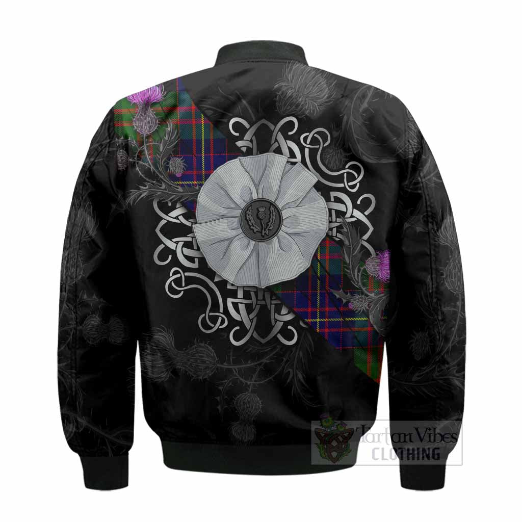 Chalmers Tartan Bomber Jacket Jacobite White Rose - Tartan Vibes Clothing