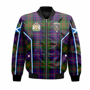 Chalmers Tartan Crest Bomber Jacket Scotland Coat of Arm Flag Style