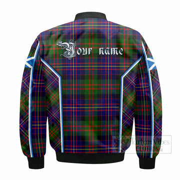 Chalmers Tartan Crest Bomber Jacket Scotland Coat of Arm Flag Style