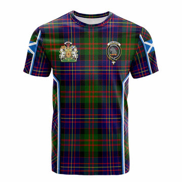 Chalmers Tartan Crest Cotton T-shirt Scotland Coat of Arm Flag Style