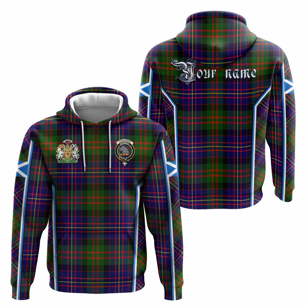 Chalmers Tartan Crest Hoodie Scotland Coat of Arm Flag Style - Tartan Vibes Clothing