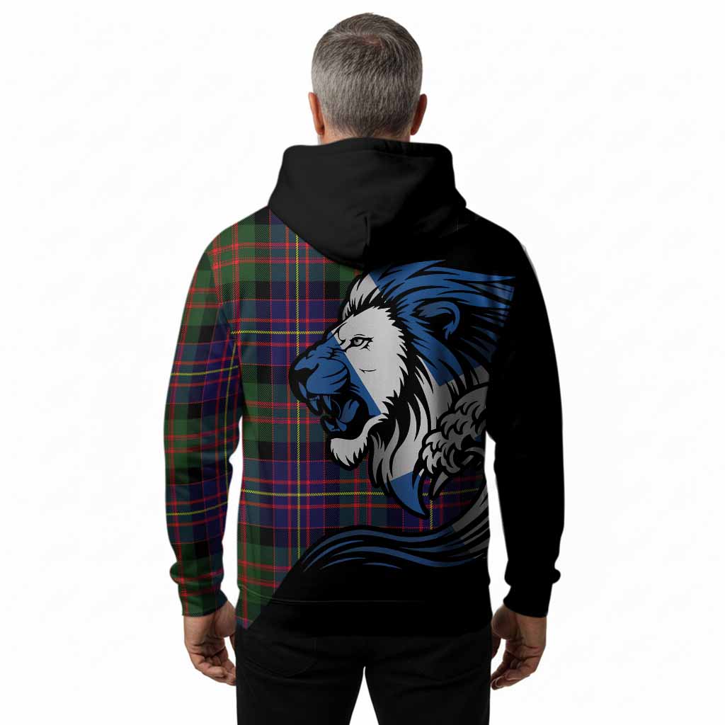 Chalmers Tartan Crest Hoodie Scottish Golden Lions Wave Flow
