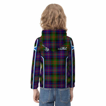 Chalmers Tartan Crest Kid Hoodie Scotland Coat of Arm Flag Style