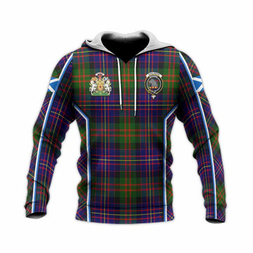 Chalmers Tartan Crest Knitted Hoodie Scotland Coat of Arm Flag Style