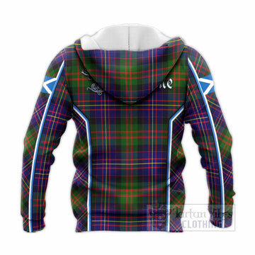Chalmers Tartan Crest Knitted Hoodie Scotland Coat of Arm Flag Style