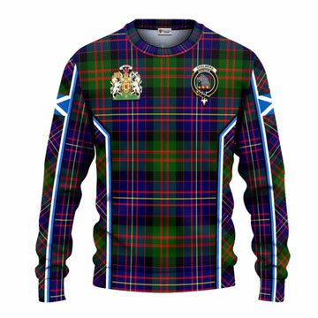Chalmers Tartan Crest Knitted Sweater Scotland Coat of Arm Flag Style
