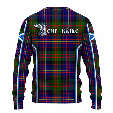Chalmers Tartan Crest Knitted Sweater Scotland Coat of Arm Flag Style