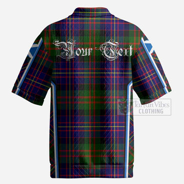 Chalmers Tartan Crest Men’s Polo Sweater Top Scotland Coat of Arm Flag Style
