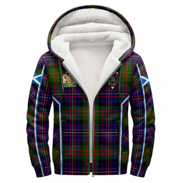 Chalmers Tartan Crest Sherpa Hoodie Scotland Coat of Arm Flag Style