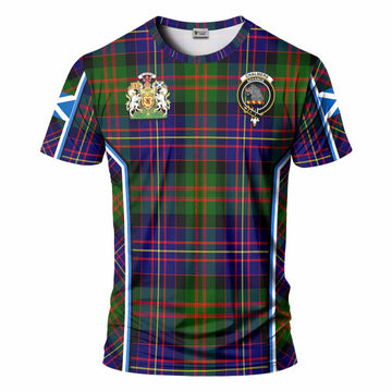 Chalmers Tartan Crest T-shirt Scotland Coat of Arm Flag Style