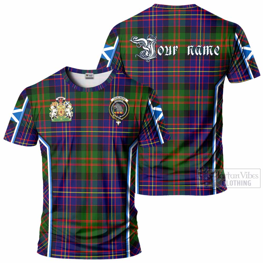 Chalmers Tartan Crest T-shirt Scotland Coat of Arm Flag Style - Tartan Vibes Clothing