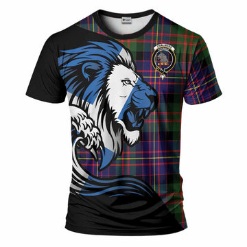 Chalmers Tartan Crest T-Shirt Scottish Golden Lions Wave Flow