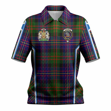Chalmers Tartan Crest Women’s Polo Sweater Top Scotland Coat of Arm Flag Style