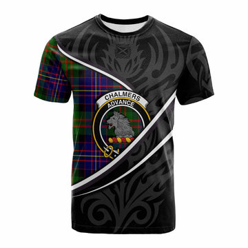 Chalmers Tartan Family Crest Cotton T-shirt Celtic Scottish Thistle Floral