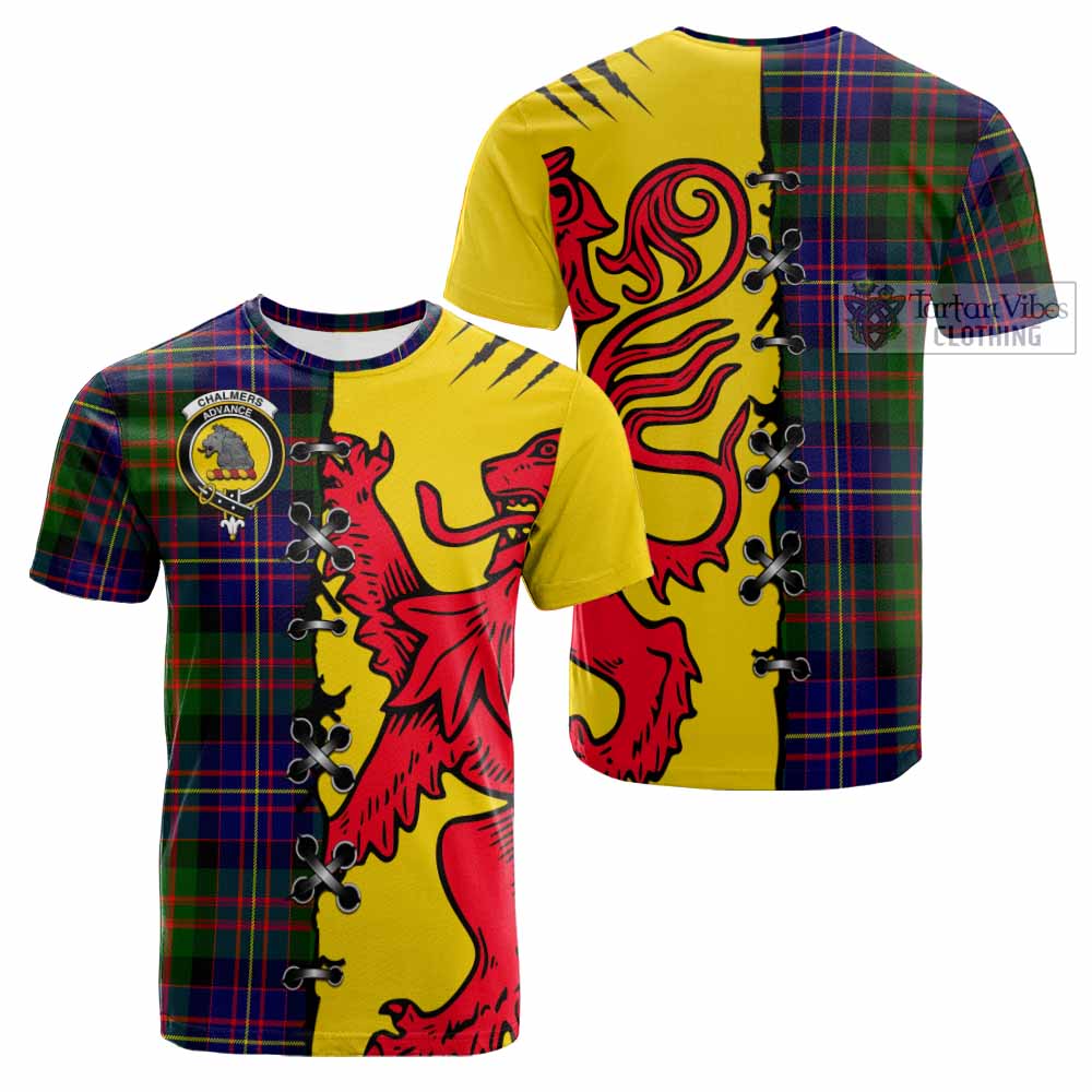Chalmers Tartan Family Crest Cotton T-shirt Lion Rampant Honor - Tartan Vibes Clothing