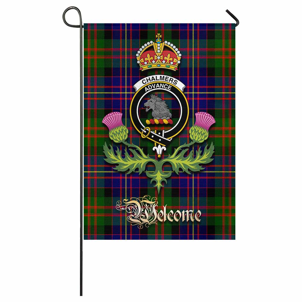 Chalmers Tartan Family Crest Garden Flag Royal Thistle Welcome Style - Tartan Vibes Clothing