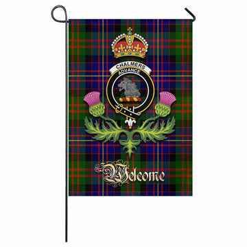 Chalmers Tartan Family Crest Garden Flag Royal Thistle Welcome Style