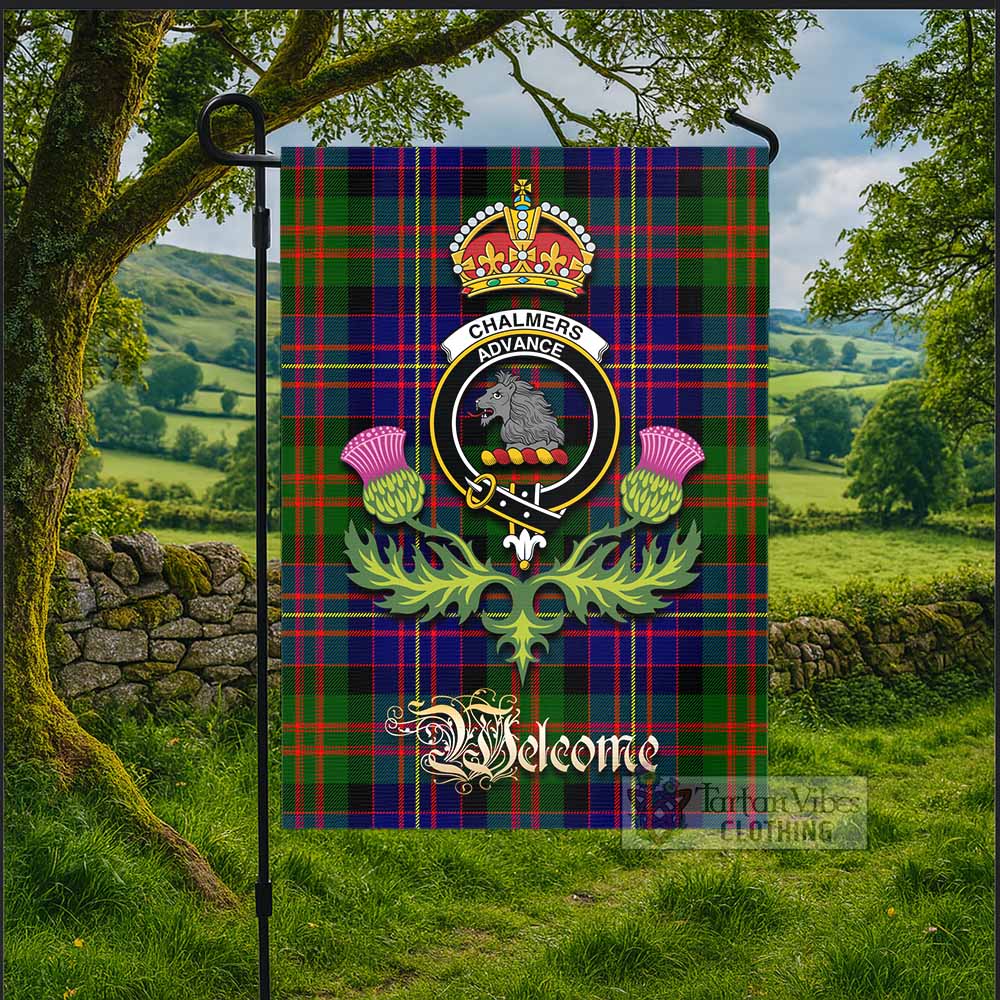 Chalmers Tartan Family Crest Garden Flag Royal Thistle Welcome Style - Tartan Vibes Clothing