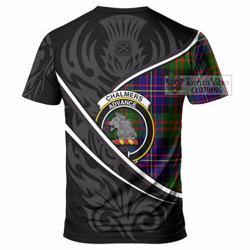 Chalmers Tartan Family Crest T-shirt Celtic Scottish Thistle Floral