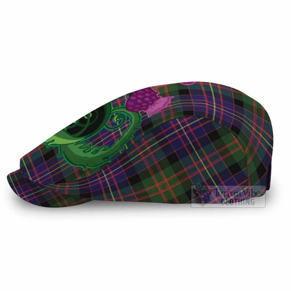 Chalmers Tartan Flat Cap, Jeff Cap Traditional Scottish Thistle