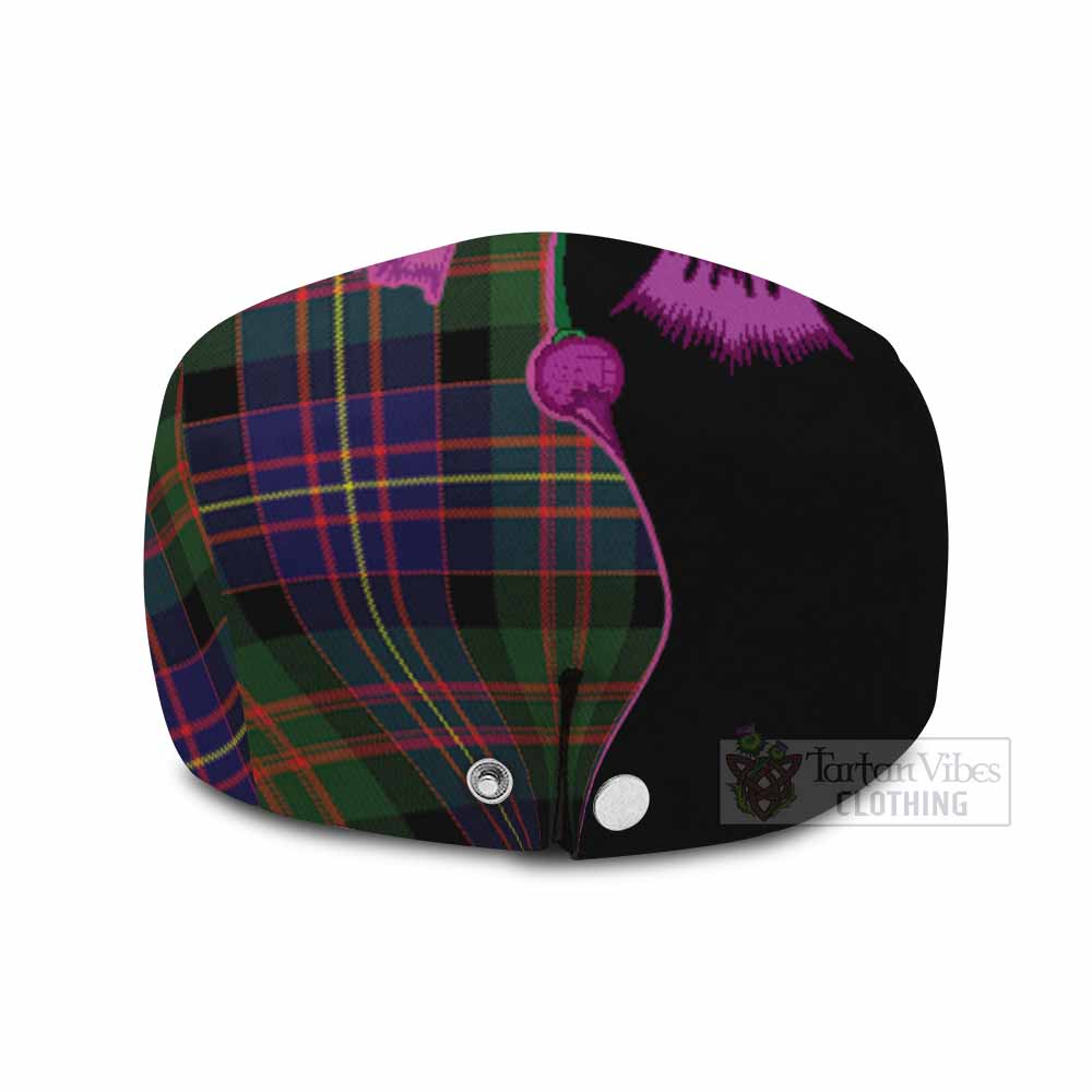 Chalmers Tartan Flat Cap, Jeff Cap Traditional Scottish Thistle