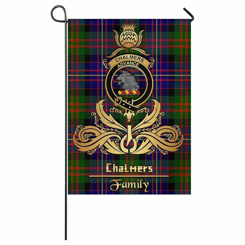 Chalmers Tartan Garden Flag with Highland Thistle Cherish Family Crest Style - Tartan Vibes Clothing