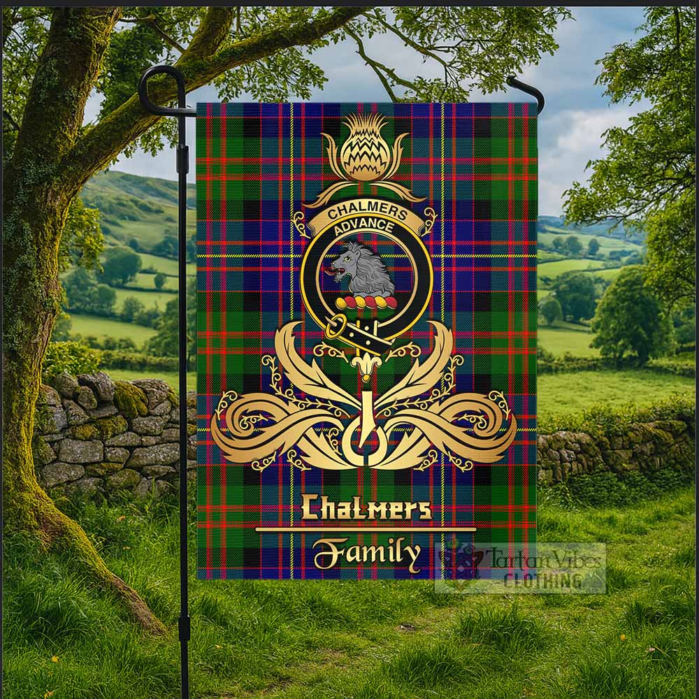 Chalmers Tartan Garden Flag with Highland Thistle Cherish Family Crest Style - Tartan Vibes Clothing