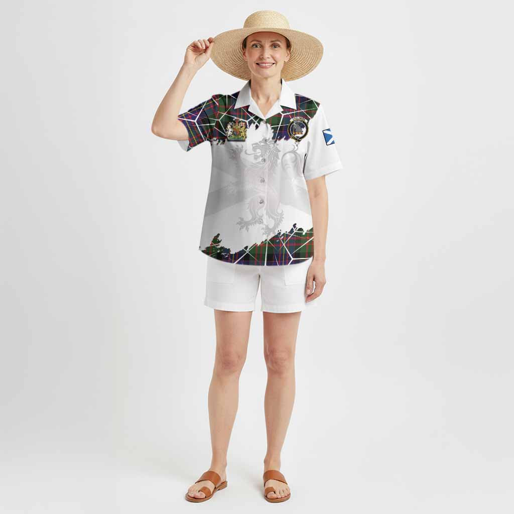 Chalmers Tartan Hawaiian Shirt with Family Crest and Lion Rampant Grunge Style