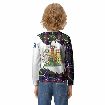 Chalmers Tartan Kid Knitted Sweatshirt with Family Crest and Lion Rampant Grunge Style