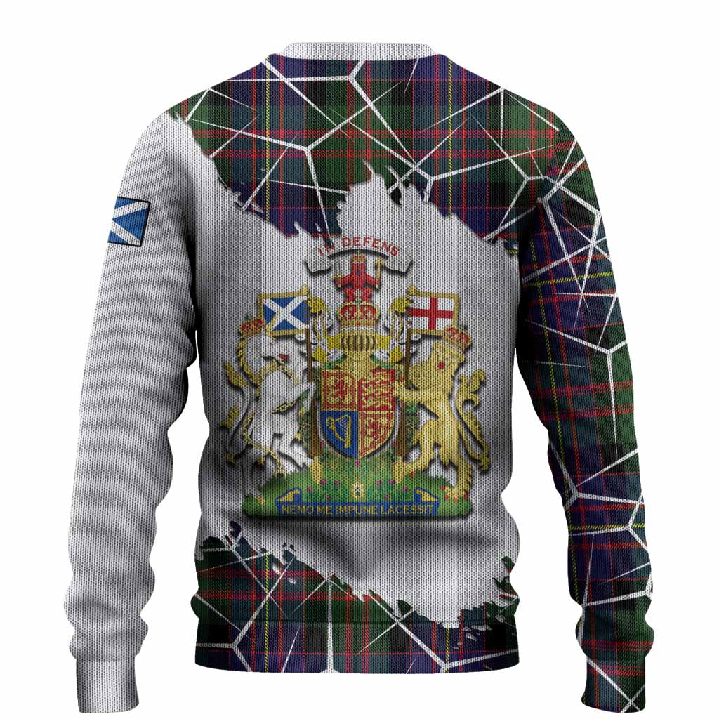Chalmers Tartan Knitted Sweater with Family Crest and Lion Rampant Grunge Style