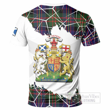 Chalmers Tartan T-Shirt with Family Crest and Lion Rampant Grunge Style