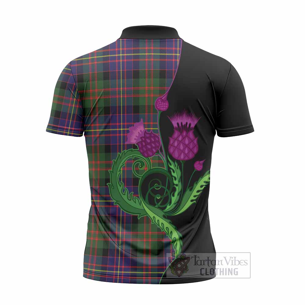 Chalmers Tartan Zipper Polo Shirt Traditional Scottish Thistle