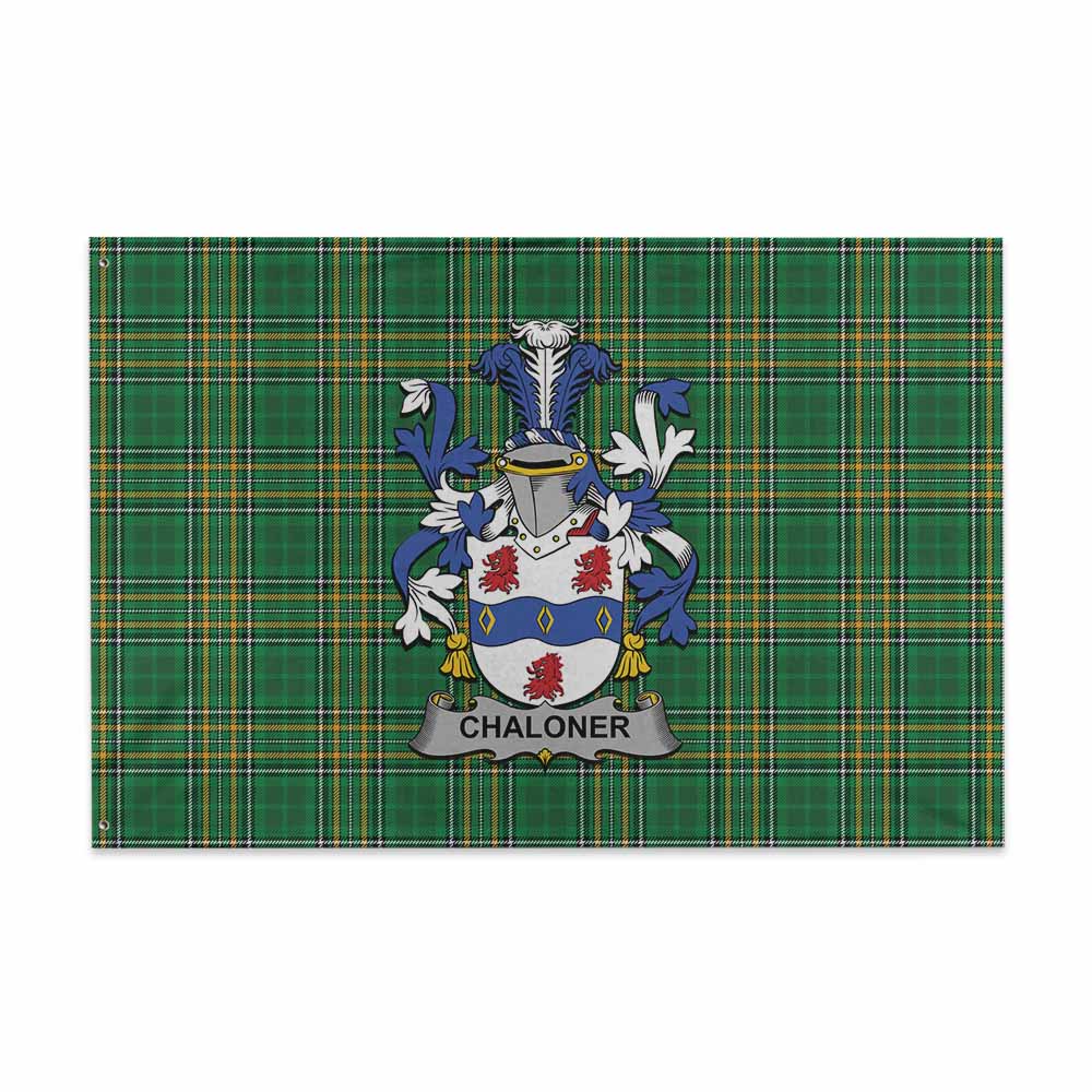 Tartan Vibes Clothing Chaloner Irish Clan Tartan House Flag with Coat of Arms