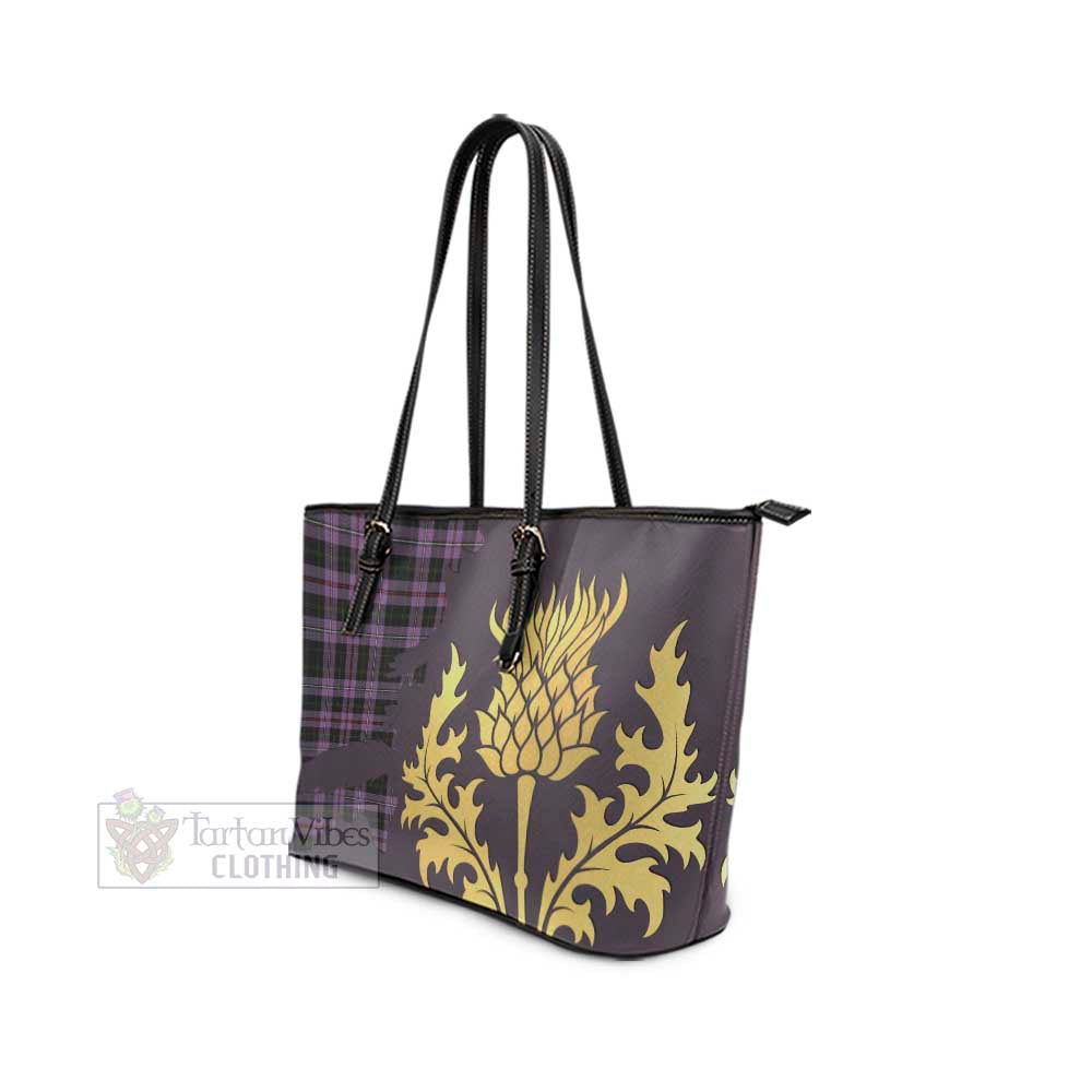 Tartan Vibes Clothing Chapman Tartan Leather Tote Bag Gold Thistle Style