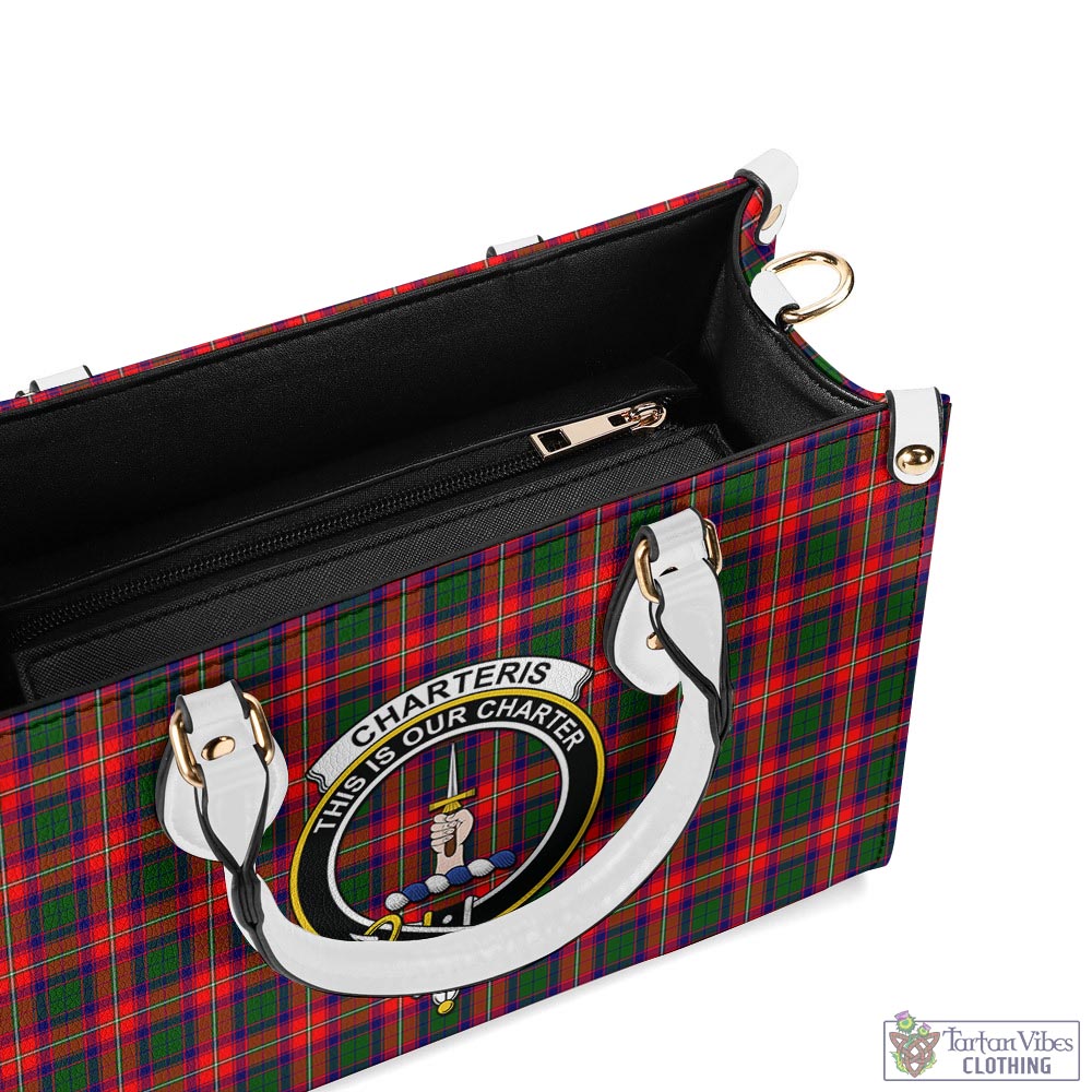 Tartan Vibes Clothing Charteris Tartan Luxury Leather Handbags with Family Crest