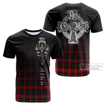 Tartan Vibes Clothing Charteris Tartan Cotton T-shirt Featuring Alba Gu Brath Family Crest Celtic Inspired