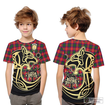 Charteris Tartan Kid T-Shirt with Family Crest Celtic Wolf Style Youth XL Size14 - Tartan Vibes Clothing