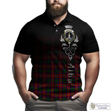 Charteris Tartan Polo Shirt Featuring Alba Gu Brath Family Crest Celtic Inspired