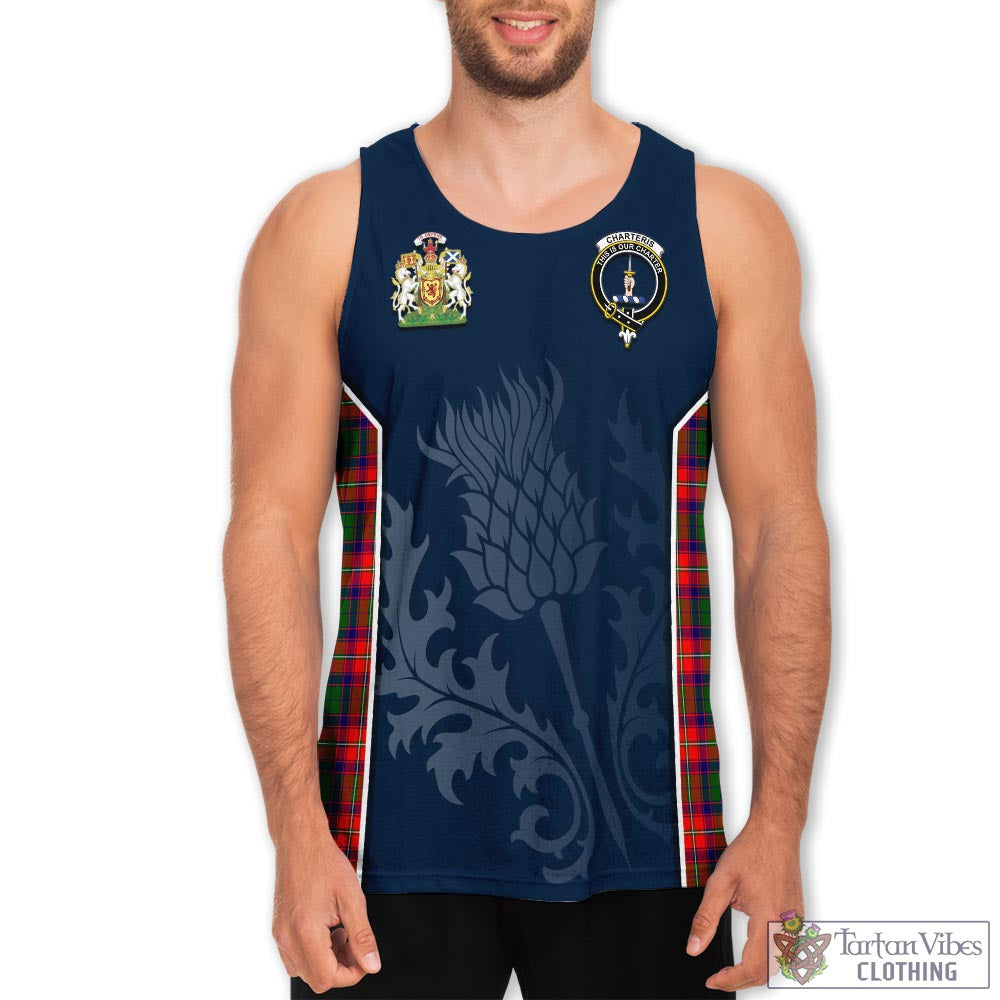 Tartan Vibes Clothing Charteris Tartan Men's Tanks Top with Family Crest and Scottish Thistle Vibes Sport Style