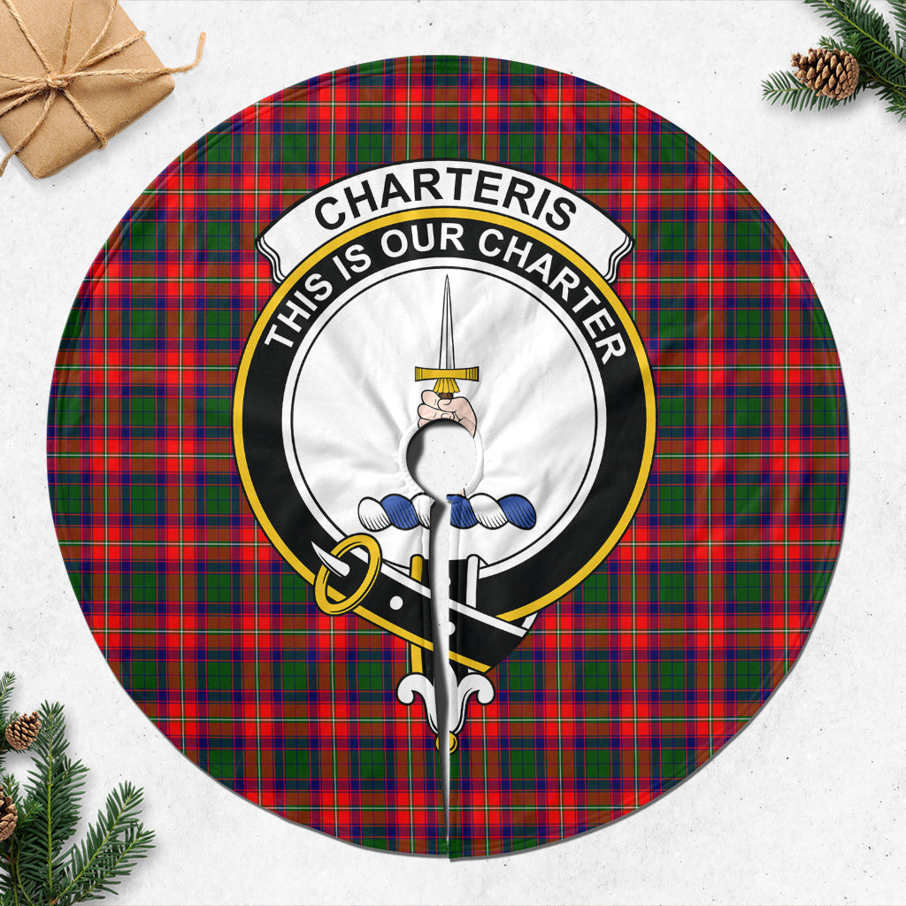 Charteris Tartan Christmas Tree Skirt with Family Crest - Tartanvibesclothing
