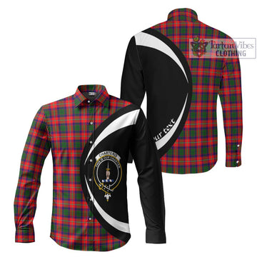 Charteris Tartan Long Sleeve Button Up with Family Crest Circle Style Men's Shirt S - Tartan Vibes Clothing